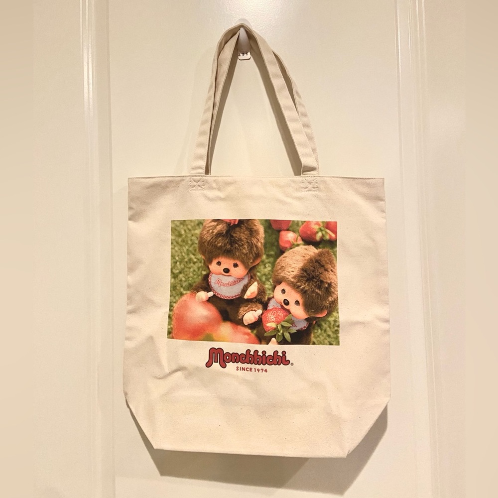 New Monchhichi strawberry canvas tote bag